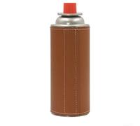 PU Camping Gas Canister Cover Shockproof Cylinder Protector Sleeve for 250g Long Gas Bottle, Portable BBQ Stove fuels Tank Holder for Hiking, Outdoor(light brown)