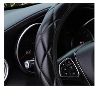 PU Car Steering Wheel Cover A Comfortable Fine Grain Soft PU Sheepskin Embroidered Elastic Car Steering Wheel Cover For Interiors(Black)