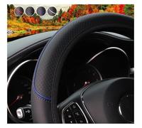PU Car Steering Wheel Cover Embossed Massage Blue Strip Trim Car Without Inner Ring Steering Wheel Cover 37-38cm Interior Supplies(White)