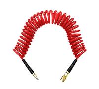 PU Coiled Air Hose with Coupler Fittings, Red 7.5 Meters | Recoil Pneumatic Line for Compressor Hookup, Garage Repair Tasks