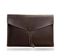 Pu Document Folder Genuine Leather A4 Document Bag, Cow File, Crazy Horse Official, Simple and Casual(Coffee)