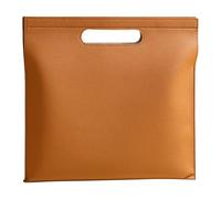 Pu Document Folder Leather Business File Holder A4 Large Capacity Document Bag Slim Tote Woman Magnetic Tablet Birthday(Brown Orange)