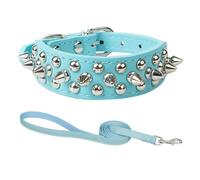 PU Dog Collar with Spike Rivet Adjustable Anti-Bite Pet Collars for Small Medium Large Dogs Bull Terrier Doberman Pinscher