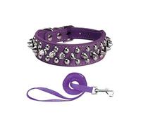 PU Dog Collar with Spike Rivet Adjustable Anti-Bite Pet Collars for Small Medium Large Dogs Bull Terrier Doberman Pinscher