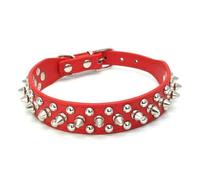 PU Dog Collar with Spike Rivet Adjustable Anti-Bite Pet Collars for Small Medium Large Dogs Bull Terrier Doberman Pinscher