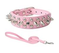 PU Dog Collar with Spike Rivet Adjustable Anti-Bite Pet Collars for Small Medium Large Dogs Bull Terrier Doberman Pinscher