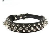 PU Dog Collar with Spike Rivet - Anti-Bite Design for Small, Medium & Large Dogs
