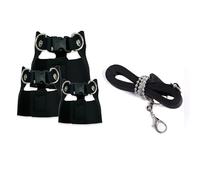 PU Dog Harness and Lead Set with Adjustable Buckle Straps | The set pairs a multi-strap harness with a separate rope lead and metal clip; the harness has buckle fastenings and