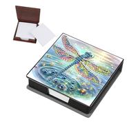 PU Dragonfly Diamond Painting Memo Box, DIY Diamond Art Note Box Rhinestones Post It Dispenser, Cute Notecard Box for Home Office Decor Presents
