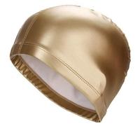 PU Fabric Swimming Cap Men Women Waterproof Swim Pool Hat Water Sport Protect Ears Long Hair Bathing Caps Plus Size for Adults Swimming Cap(Gold)