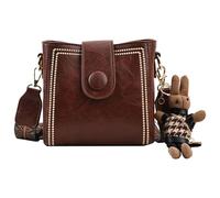 PU Female Strap Bag, Messenger Bag For Woman - Travel Messenger Bag, Wider Shoulder Strap, Fashionable Featured Strap Bag For Girlfriend, Wife, Friend, Sister, Coffee, se beskrivning