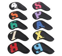 PU Golf Iron Head Covers, Durable Protection with Vibrant Color Designs for All Iron Clubs, 10 Packs