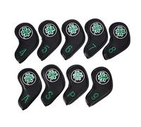 PU Iron Headcovers 9Pcs Set | Weatherproof & Sun - Blocking Headgear Care | 4 5 6 7 8 9 P S A Numbered Covers for Iron Sticks/Sport Bags/Driving Range (Black)