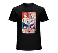 PU KOU Fairy Tail Grid Fairy Tail Anime DTG O-Neck 100% Cotton Short Sleeve Unisex T-Shirt L Black