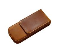 PU Leather 3 Slot Pen Case Drawer Design Writing Instruments Organizer Handmade Vintage Gift Bag 6.5 x 2.76 x 1.18 Inch- Brown