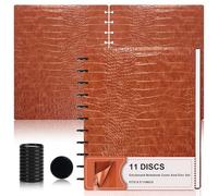 Pu Leather 8.5x11 In Discbound Notebook Cover And Disc Set Discbound Planner Cover With 11 Pcs Expansion Discs Letter Size Discbound Refill Paper Disc Bound Notebook Accessories For Office(Brown)