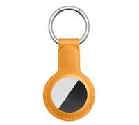 PU Leather Air Tag Holder - Leather Case for Air Tag Keyring for Keys, Bags, Luggage, Pet Collars - Anti-Lost and Scratch-Resistant Design for Apple Air Tags 2021 (Yellow)