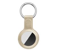PU Leather Air Tag Holder - Leather Case for Air Tag Keyring for Keys, Bags, Luggage, Pet Collars - Anti-Lost and Scratch-Resistant Design for Apple Air Tags 2021 (Gold)