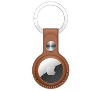 PU Leather AirTag Keyring Holder Compatible with Apple AirTags Keychain, Anti Lost Scratch Resistant Secure Key Ring Case for Keys Pet Collars Luggage Bags, Protective Air Tags Key Chain Cover, Brown