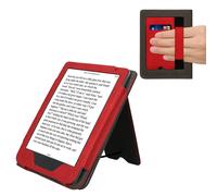 kwmobile Cover Compatible with Kobo Clara BW/Colour Cover - Faux Leather/Suede Case with Stand - Red/Dark Grey