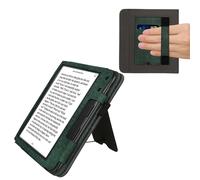 kwmobile Cover Compatible with Kobo Libra Colour Cover - Faux Leather/Suede Case with Stand - Dark Green/Dark Grey