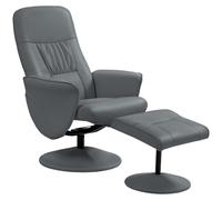 PU Leather Armchair Footrest Swivel Recliner Ottoman Grey