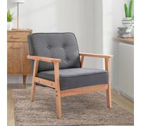 Homcom Retro Accent Single Chair Beech Wood Frame Armchair Cushion