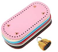 PU Leather Bag Bases for Crochet 8 Colors Leather Base Shaper Pad Knitting Crochet Base Oval Purse Bottom Shaper Pads with Holes for Handbags Sewing Tool (A)