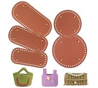 PU Leather Bag Bottom Shaper, 5 Pcs Crochet Bag Bottom Shaper Pad with Holes, Knitting Bag Nail Bottom Shaper for Handbag Shoulder Bag Purse DIY Accessories, Round & Oval & Rectangle
