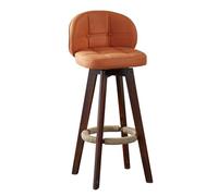 PU leather Bar Stool Dining Chair with Footrest and Back, Swivel Seat Barstools for Kitchen Pub Cafe Orange,73cm