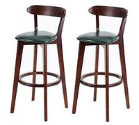 PU Leather Bar Stools, Bar Height Stool Chairs, Wood Frame, Easy Assembly, Back and Footrest, Kitchen Counter, Dining Room Barstool (Green-2ps,61cm/24in)