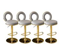 PU Leather Bar Stools Set of 4 Swivel Counter Height Barstools with Back Adjustable Chairs Kitchen Island Stools for Home Bar Dining Room-Gold Base Blue Interesting (Grey Gold Base)
