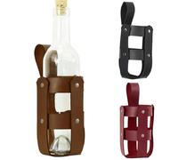 PU Leather Beer Holster Bottle Holders Medieval Water Bottle Pouch Viking Pirate Wine Flask Holder Bag with Leather Belt Loop Beer Hangs Kit Gift for Men(Red)