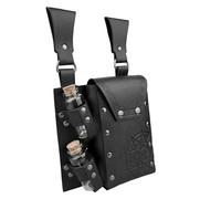 PU Leather Belt Bag Medieval Belt Medieval Alchemy Waist with 2 Bottles Fantasy Wizard Waist for Halloween, black, standard size, Mass beauty