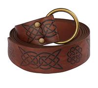 PU Leather Belt Medieval Cosplay Viking Battle Belt Halloween Retro Knight Belts Waist Band Vintage Celtic Embossed Ring Belt Halloween Cosplay Party Costume Accessory Fancy Dress Props for Men Women