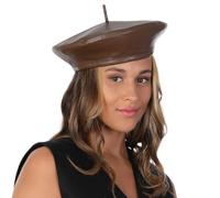 PU Leather Beret Hats Womens Ladies Fashion Comfortable Fashion Accessories Choose Your Colour (Faux Leather, Brown)