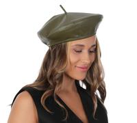 PU Leather Beret Hats Womens Ladies Fashion Comfortable Fashion Accessories Choose Your Colour (Faux Leather, Green)