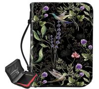 PU Leather Bible Cover Wild Flower Hummingbird Premium Bible Case with Zipper, Durable Christian Bible Protector for Men Women Bible Holder with Inner Pockets for Notebook/Pen/Bible Accessories