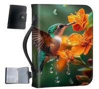 PU Leather Bible Cover with Handle & Pockets, Large Capacity Bible Case, Water-Resistant Scripture Organizer Bag with Bonus Card Holder, Christian Gift for Women & Men, Hummingbird