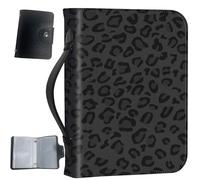 PU Leather Bible Cover with Handle & Pockets, Large Capacity Bible Case, Water-Resistant Scripture Organizer Bag with Bonus Card Holder, Christian Gift for Women & Men, Black Leopard Print
