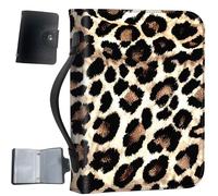 PU Leather Bible Cover with Handle & Pockets, Large Capacity Bible Case, Water-Resistant Scripture Organizer Bag with Bonus Card Holder, Christian Gift for Women & Men, Leopard Print 02