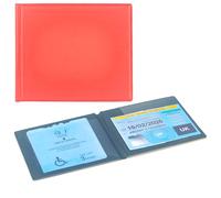 PU Leather Blue Badge Holder for Car and Timer Holder - Privacy Protection, Anti-Scratch Cover, Disabled Badge Holder (Red)