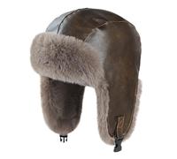 PU Leather Bomber Russian Hat Men Women Winter Warm Trooper Trapper Hats Soft Ushanka Cossack Aviator Hat Cap for Boys Girls Over 10 Years Old Ear Flap Face Protector for Skiing Cycling Fishing