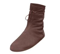PU Leather Boots for Women Men Renaissance Knight Hunter Boots with Lacing: Lace Boots Medieval Knight Boots Cosplay Ankle Boots Slip On Boots Victorian Mid-Height Women's Boots, brown, 10 UK