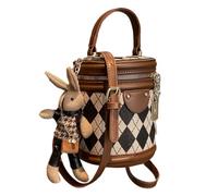 PU Leather Bucket Bag For Women Large Capacity Design - Drawstring Closure Style, Adjustable Shoulder Strap, Soft Grain Texture | Daily Travel, Weekly Shopping-, Brown + Pendant, Se référer à la