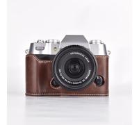 PU Leather Camera Case for Fujifilm XT50 - Protective Half Base Cover with Soft Lining - Black Brown Retro Style Shell(Coffee Color)