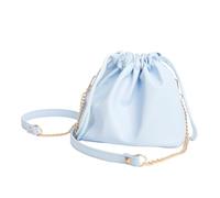 PU Leather Camera Portable Drawstring String Bag features an adjustable shoulder strap strap for photographers, Blue