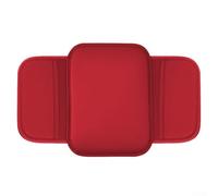 PU leather car armrest pad with storage bag, designed to elevate the center console height, reduce driving fatigue, and keep essential items organized within easy reach (red)