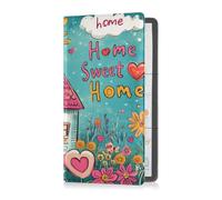 Pu Leather Car Registration and Insurance Card Holder Men Women Automobile Wallet Case Organizer for Documents, Cards, License Valentines Day Flowers Heart-shaped Buttons Home Sweet Home, Valentines