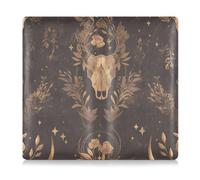 Pu Leather Car Registration and Insurance Holder Men Women Car Essentials for Essential Document, Driver License, Cards Ethereal Boho Seamless Pattern with Rose Gold Bull Skull and Line Art Shapes